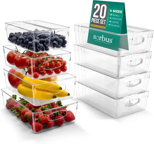 Miniatura 10 de Sorbus Juego de 10 Contenedores de Plástico Transparente Medianos – Contenedores Transparentes para Organizar, Organizadores de Refrigerador