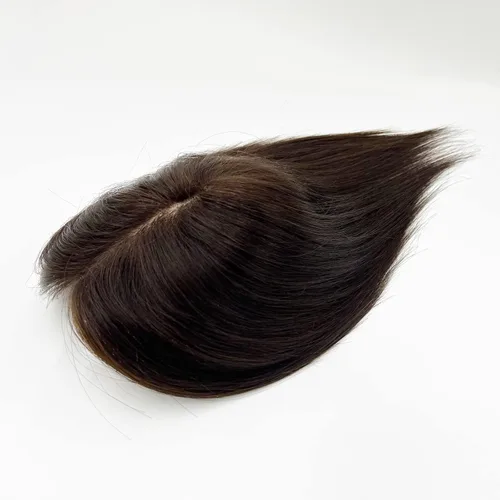 MorningWigs Cubrecabello humano real para mujer, piezas de cabello de 4.7 x 5.1 in, base de seda completa con 4 clips para adelgazar el cabello o