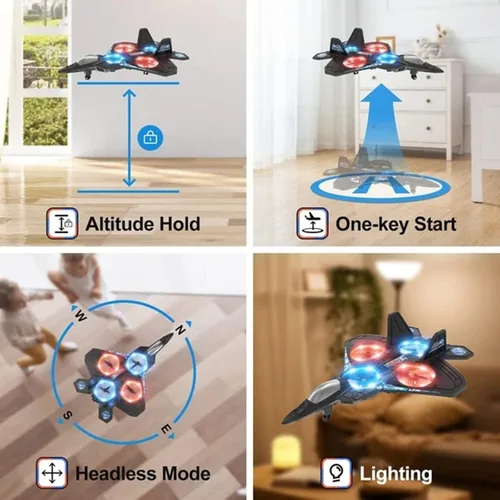 Miniatura 6 de Avión de control remoto V17 RC, aviones RC de combate para niños y adultos de 8 a 16 años, aviones de control remoto con luz LED, 2 baterías, giro
