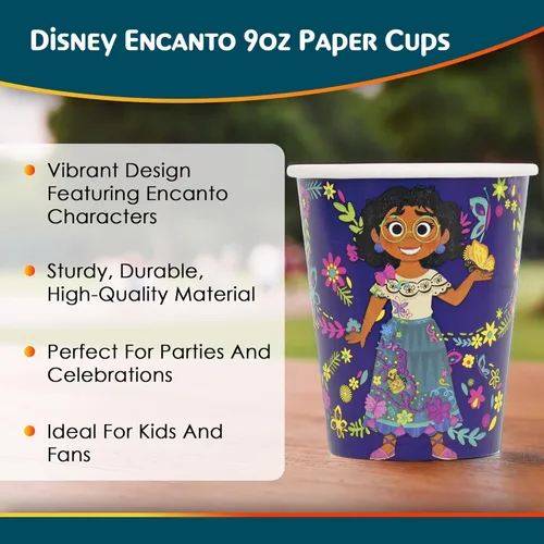 Miniatura 5 de Unique Encanto - Vasos de papel para fiesta de cumpleaños de 9 onzas, 8 unidades por paquete