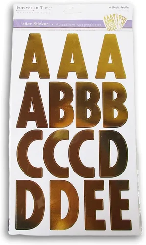 Capitals - Calcomanías del alfabeto, calcomanías adhesivas de color dorado para carteles, tablones de anuncios, gráficos de presentación, 3