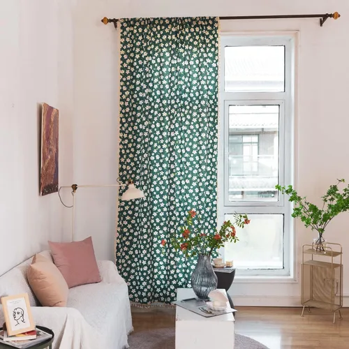 Miniatura 63 de Deeprove Cortinas bohemias para dormitorio, rayas huecas de ganchillo crema y estampado floral, tela de lino de algodón, con borlas beige bohemias
