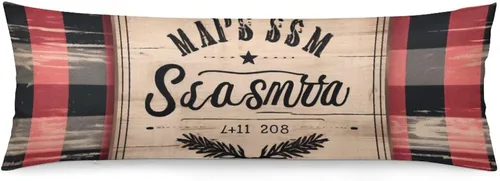 Miniatura 13 de Funda de almohada con monograma rústico de color azul suave con inicial N Body de 20 x 54 pulgadas, funda de almohada floral personalizada