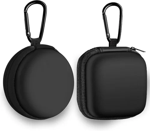 Miniatura 20 de Estuche cuadrado para auriculares, bolsa de almacenamiento portátil de EVA, organizador de accesorios para teléfono celular con mosquetón