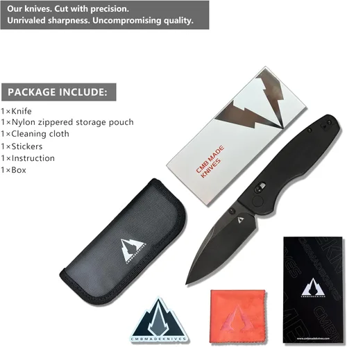 Miniatura 6 de CMBMADEKNIVES CMB Predator CMB-08 con mango G10, hoja de acero 14C28N, cuchillo táctico plegable de bolsillo para supervivencia, camping