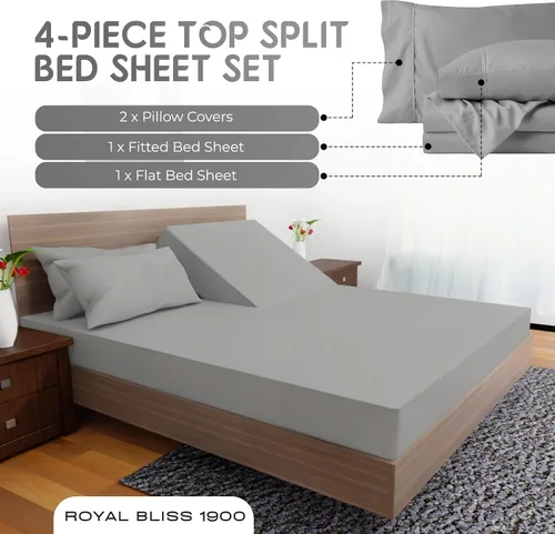 Miniatura 7 de Top Split Flex Head Juego de Sábanas Tamaño King - Sábanas de Cama Ultra-Suaves de Calidad Egipcia Doble Cepillado Bolsillos Profundos - Ajuste