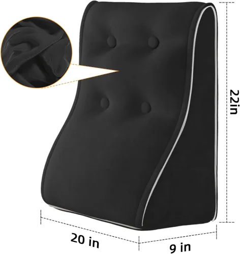 Miniatura 2 de Almohada de cuña de cama para cabecero, juego de cuña triangular para sentarse en la cama, reflujo ácido, poscirugía y ronquidos (terciopelo negro)