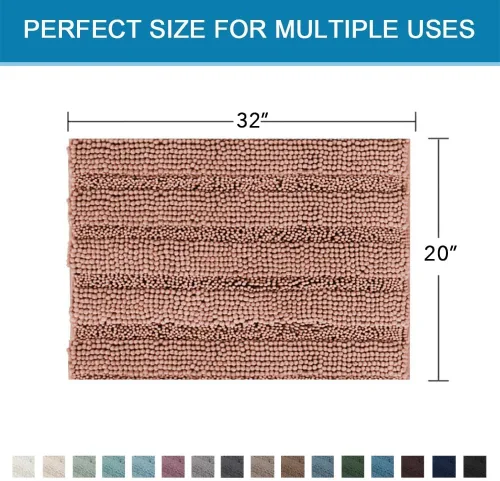 Miniatura 82 de H.VERSAILTEX Alfombras de baño para cuarto de baño, antideslizantes, tapetes de baño extragruesos, de felpilla, a rayas, alfombra de 20" x 32