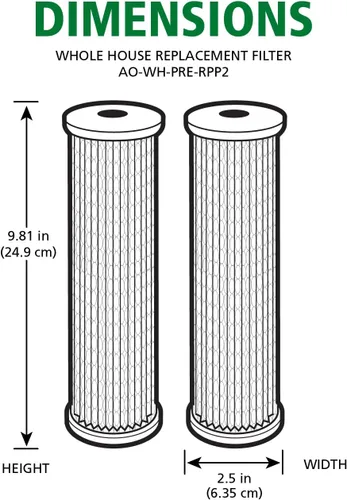 Miniatura 6 de AO Smith - Cartucho de repuesto de filtro de agua de sedimentos de 40 micrones, 2.5 x 10 pulgadas, paquete de 2, certificado NSF/ANSI 42