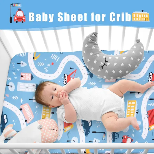 Miniatura 3 de Cloele Sábana Ajustable para Cuna - Sábana de Guardería para Bebé 100% Poliéster Paquete de 1 Sábana Cómoda para Colchones Estándar de Cuna y Niños