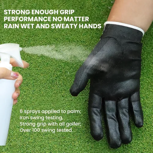 Miniatura 4 de FINGER TEN Guantes de golf para hombre para golfista diestro o zurdo, agarre para lluvia, valor 2 unidades, guante de golf para mano izquierda