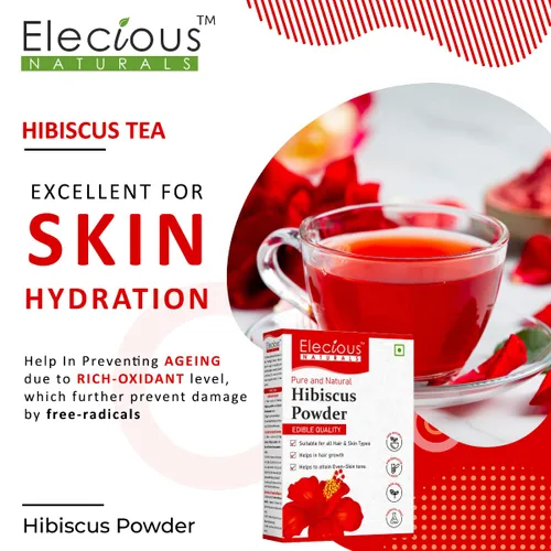 Miniatura 8 de Elecious Polvo de hibisco para el crecimiento del cabello, la cara y la piel brillante de la piel ideal para preparar paquete de cabello, aceite