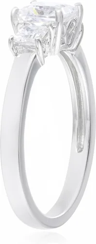 Miniatura 2 de Tienda Essentials Anillo de plata de ley chapada en platino o oro con 3 piedras de corte princesa hecho con circonitas Infinite Elements