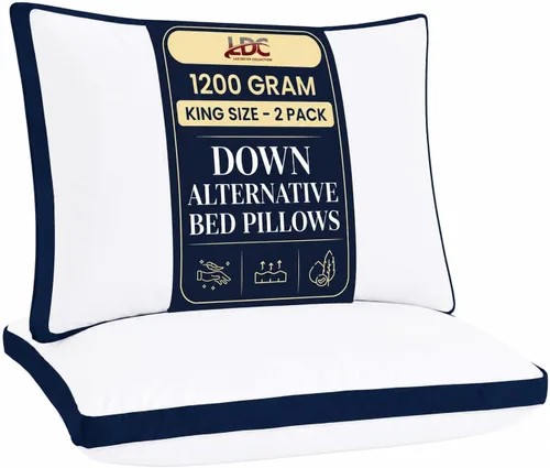 Miniatura 12 de LUX Décor - Juego de 2 almohadas suaves de hotel con refuerzo, para dormir de lado, boca abajo y de espalda, almohadas de cama de hotel alternativas