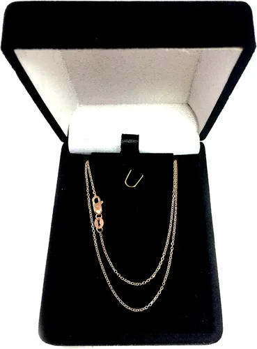 Miniatura 4 de Jewelry Affairs 14k Rose Gold Cable Link Chain Necklace, 0.8mm