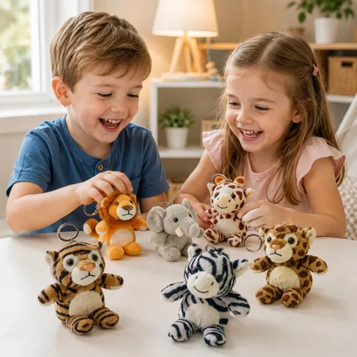 Miniatura 6 de Tezituor Paquete de 6 Pequeños Animales de Peluche a Granel Juguetes de Peluche, Mini Llaveros de Animales de Peluche Lindos de 6" para Niños, Mini