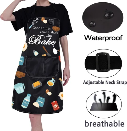 Miniatura 3 de CMNIM Delantales divertidos para mujeres y hombres, regalos para hornear para panaderos, delantal de cocina con bolsillo, regalos para amantes