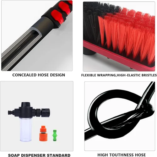Miniatura 4 de Kit de cepillo de poste alimentado por agua de limpieza de ventanas con dispensador de jabón telescópico extensible panel solar herramienta de lavado