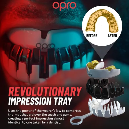 Miniatura 4 de OPRO Protector bucal instantáneo de ajuste personalizado, comodidad y ajuste a nivel de dentista - Protector bucal moldeable para fútbol americano