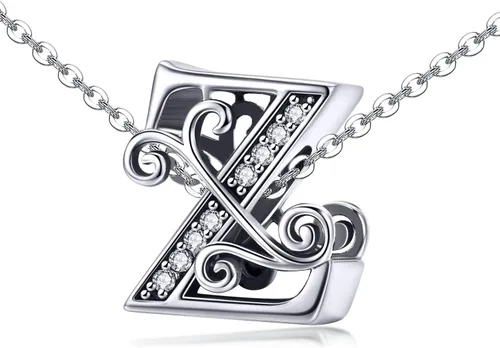 Miniatura 102 de BETTY&SARAH dije de plata esterlina 925 con forma de letra, para pulseras Pandora, letra del alfabeto, joya, regalo para mujer