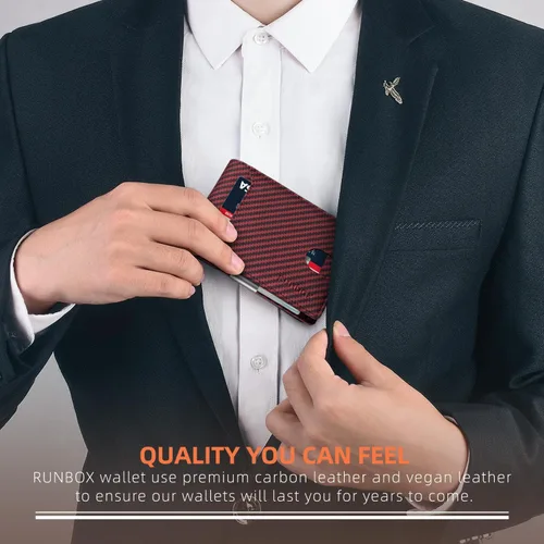 Miniatura 156 de RUNBOX - Carteras delgadas para hombre, cartera de piel con pinza para el dinero, cartera de bolsillo frontal con bloqueo RFID, tarjetero