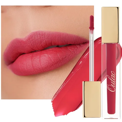 Oulac Lápiz labial rojo líquido mate para mujer, lápiz labial de larga duración, impermeable, sin transferencia, fórmula cremosa de alta 【M08 1000