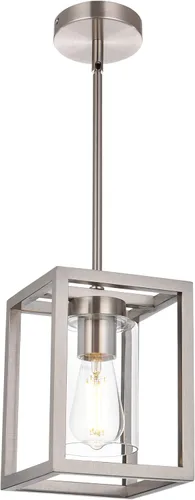 Miniatura 17 de Candelabro rústico de 1 luz con acabado dorado, moderno accesorio de iluminación colgante industrial con pantalla de vidrio transparente, lámpara