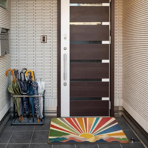 Miniatura 6 de Tapete bohemio para puerta de entrada interior, montaña, para interiores y exteriores, para decoración del hogar, tapete bohemio antideslizante