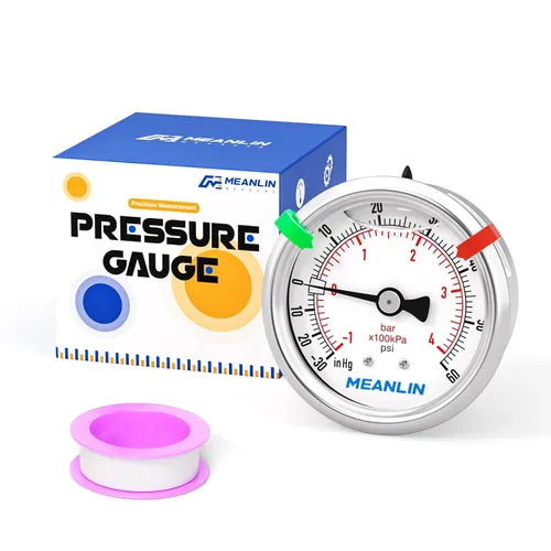 Miniatura 13 de MEANLIN MEASURE - Manómetro de vacío de presión -30inHG~0Psi, esfera con cara de 2.5 pulgadas, NPT de 1/4 de pulgada, manómetro de acero inoxidable