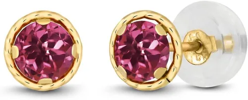Miniatura 84 de Gem Stone King Aretes redondos de oro amarillo de 14 quilates con piedra natal Redondos de 0.157 in Aretes de oro para mujeres y hombres