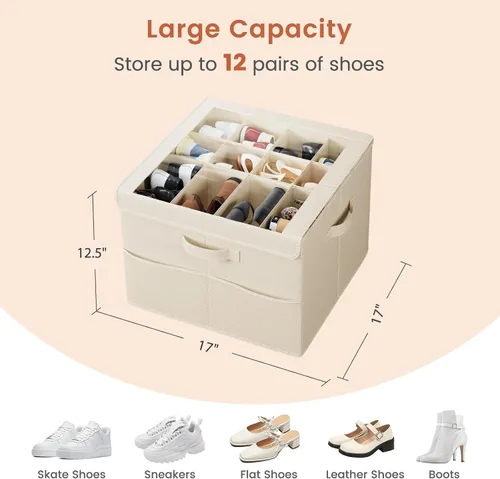 Miniatura 2 de PHINOX Organizador de zapatos para armario, se adapta a 16-32 pares, caja de almacenamiento de zapatos