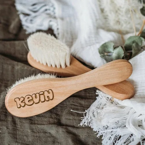 Miniatura 4 de Cepillos de pelo personalizados para bebé, grabado personalizado, nombre infantil, cepillo de madera para recién nacido, cepillo de peine, cerdas