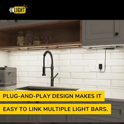 Miniatura 3 de GETINLIGHT IN-0110-26-SN-5K - Luces LED enchufables para debajo de la encimera, 12 pulgadas, luz de día 5000 K, paquete de 6 Blanco frío 5000K