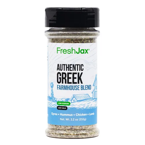 FreshJax Auténtico condimento griego – 3.2 onzas | Mezcla de hierbas mediterráneas para pollo, cordero, mariscos, giroscopios, verduras | Perfecto