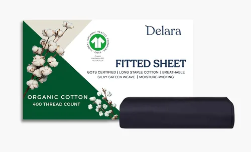 Miniatura 10 de Sábana bajera ajustable 100% algodón orgánico certificado GOTS, 400 hilos, algodón de fibra larga, ultra suave, sedoso, absorbe la humedad, suave
