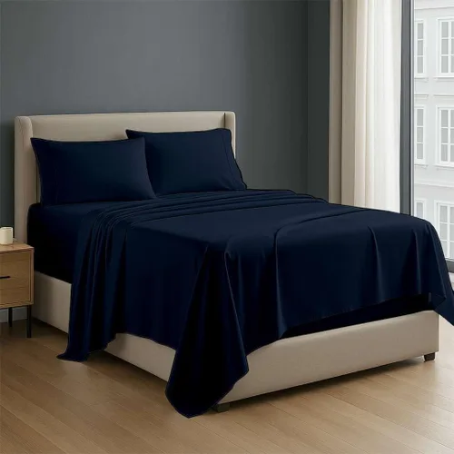Miniatura 25 de NON Sticky cotton - Juego de sábanas de 4 piezas de algodón egipcio de alta calidad, de bolsillo profundo, ropa de cama suave y transpirable
