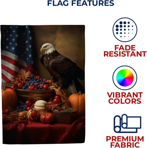 Miniatura 5 de Bandera patriótica de otoño con recompensa de la casa de Acción de Gracias, águila calva para Acción de Gracias, casa de campo americana, decoración