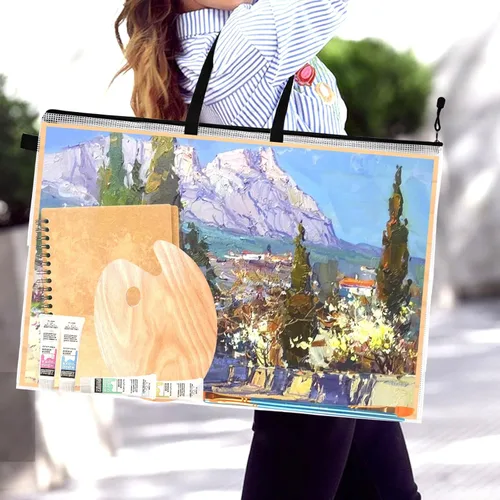 Miniatura 7 de Funda de cartera de arte de 24 x 36 pulgadas, bolsa de almacenamiento para pósteres grandes, bolsa de almacenamiento con cremallera y asa, carpeta