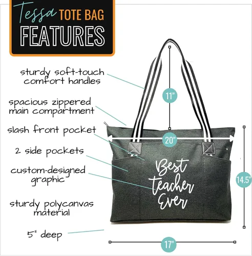 Miniatura 3 de Brooke & Jess Designs Teacher Tote Bag for Work - Teacher Handbag Gifts for Women, Teacher Bag Best Teacher Appreciation Gift