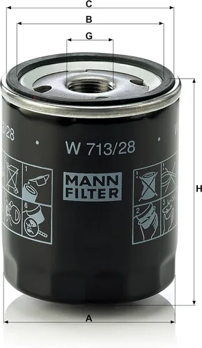 Miniatura 2 de Mann Filter Mann-Filter W 713/28 - Filtro de aceite giratorio