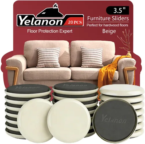 Miniatura 8 de Yelanon Deslizadores de muebles – 8 unidades de 9 1/2 pulgadas de color marrón para alfombras, almohadillas de muebles, suelos de madera dura