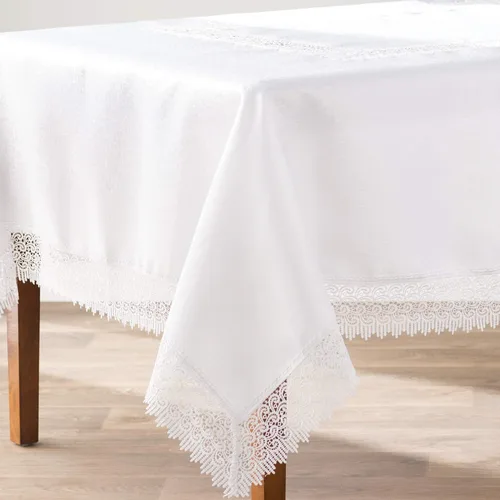 Miniatura 3 de Violet Linen Treasure - Mantel rectangular de encaje, 52 x 70 pulgadas, color blanco