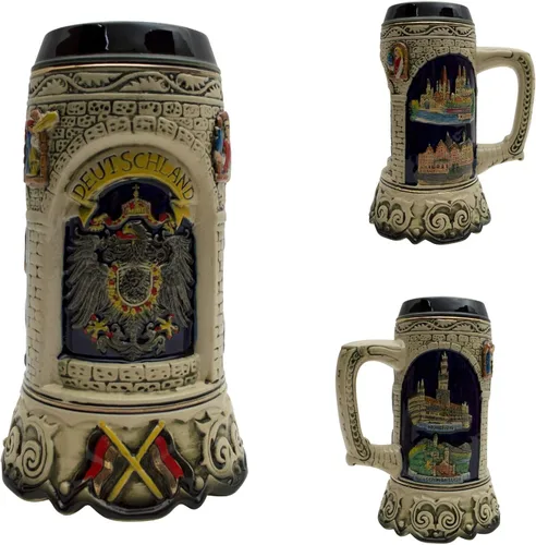 Miniatura 3 de 1 litro OktoberfestHaus Regalos para amantes de la cerveza Pintada a mano Taza alemana grande Escenas Alemana Cerveza Cerveza Cervecera Jarra