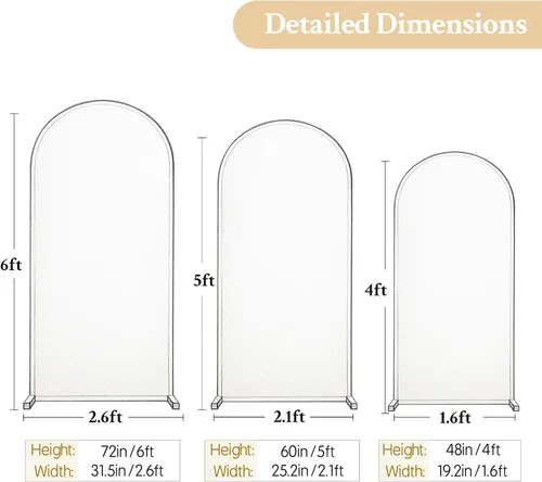 Miniatura 6 de Juego de 3 fundas elásticas para arco de arco iris de 6, 5, 4 pies, para arco de boda, juego de 3 fundas de elastano ajustadas, de tela azul