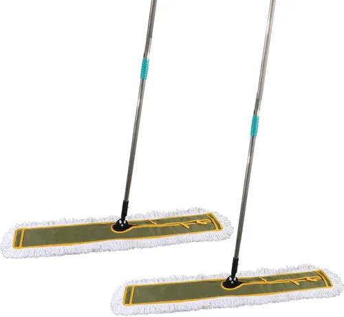 Miniatura 6 de OFO - Trapeador industrial comercial de 36 pulgadas, 2 juegos, trapeador de polvo resistente, mango de acero inoxidable de 63 pulgadas de longitud
