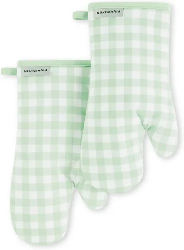 Miniatura 9 de KitchenAid Juego de 2 manoplas de horno Gingham Aqua Sky, 7 x 13 pulgadas