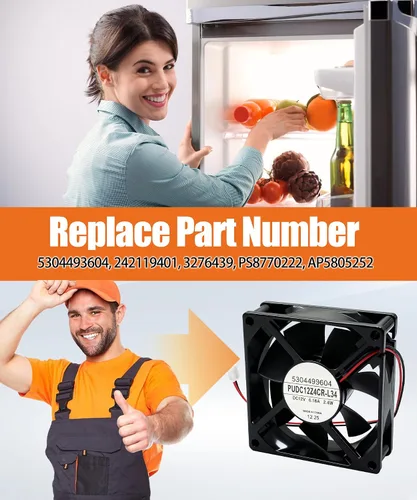 Miniatura 3 de 5304493604 Ventilador de condensador para refrigerador con junta se adapta a Frigidaire Electrolux Refrigerador Reemplazar 242119401 3276439