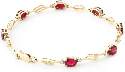 Miniatura 2 de Galaxy Gold GG Pulsera de tenis de oro amarillo macizo de 14 k Diamante rubí de 4.21 ct