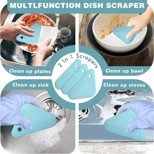 Miniatura 4 de Rascador de alimentos, raspador de platos 2 en 1, nailon y silicona, herramientas raspadoras de cocina para sartenes de hierro fundido, utensilios