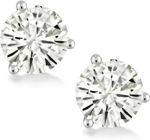 Miniatura 74 de Gem Stone King Aretes de oro de 14 quilates, 0.236 in, piedra natal redonda, Martini, 3 puntas, aretes de oro para mujer
